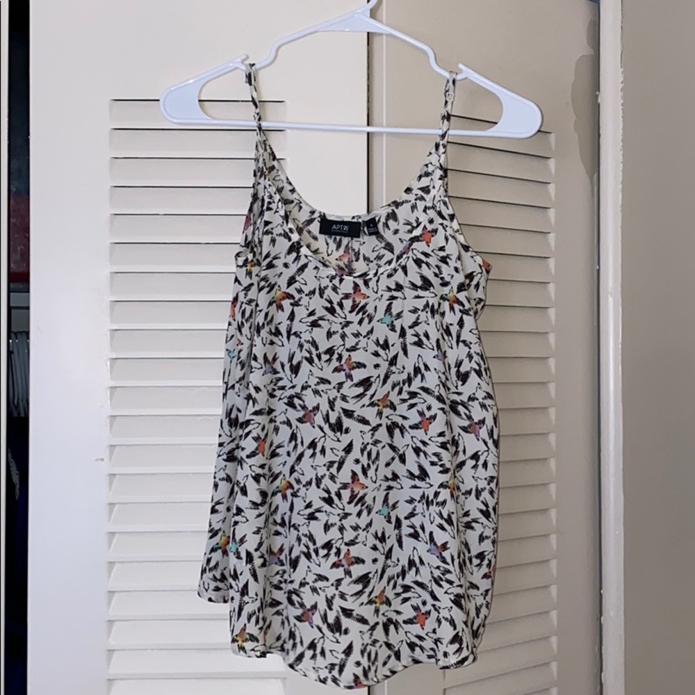 WHITE COLORFUL BIRD SUMMER TANK TOP